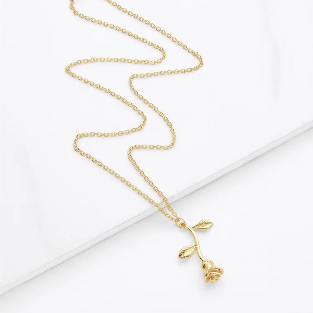 RESTOCKED Gold Rose Pendent Necklace - Picture 7 of 8